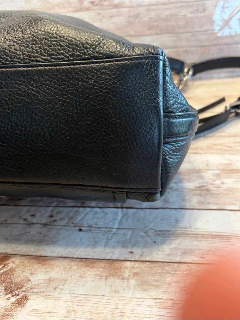 Coach Black Pebbled Leather Hobo Shoulder Bag with Silver Hardware